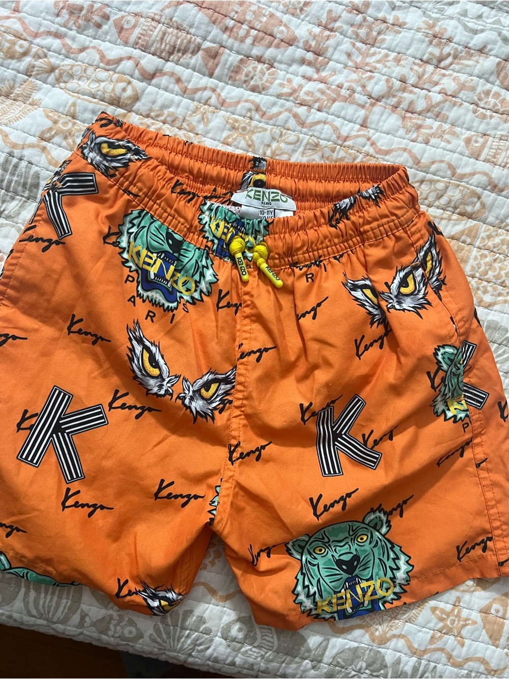 Kenzo Kids Orange Tiger Print Swim Shorts